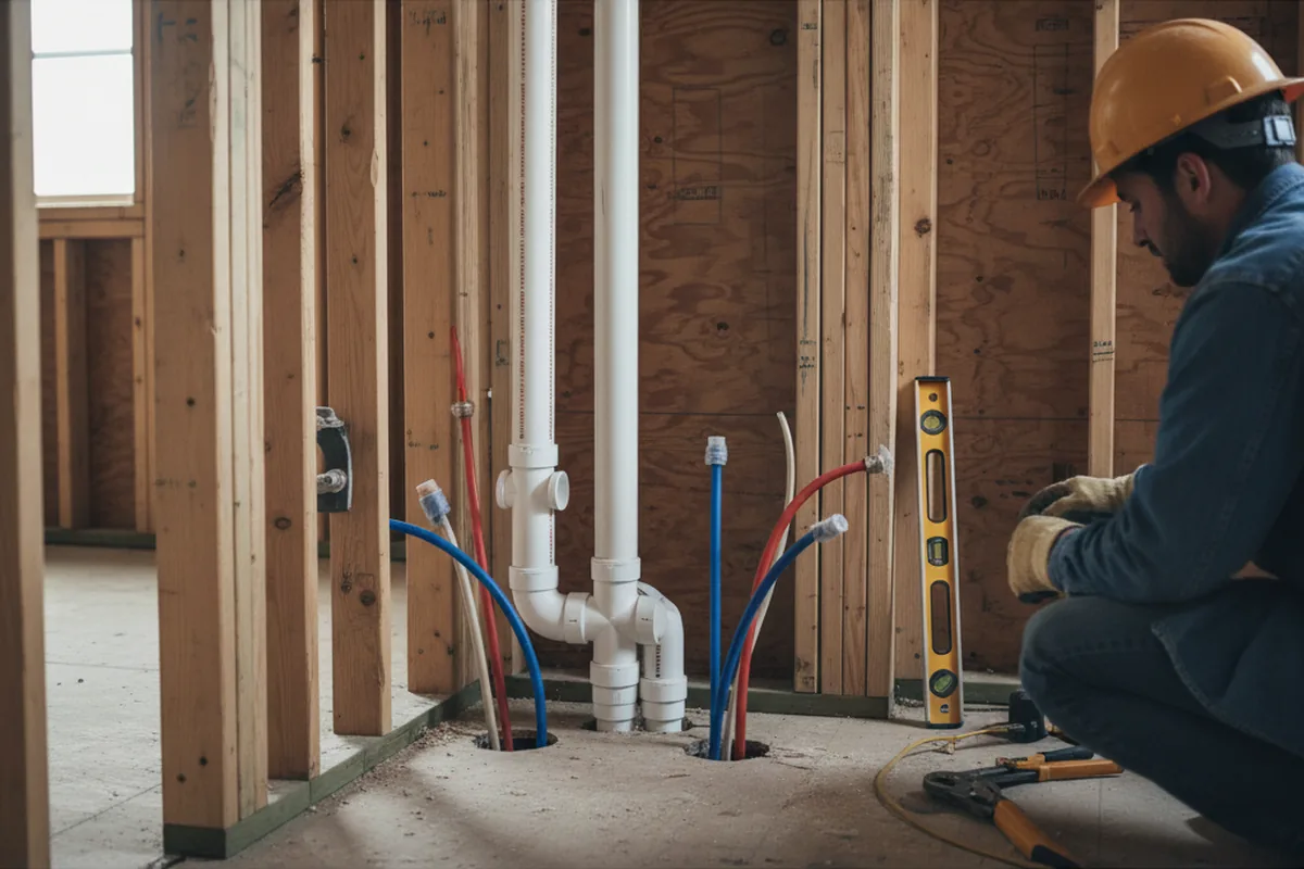 Drain and supply rough-in during Sump Pump Repair in Pillager